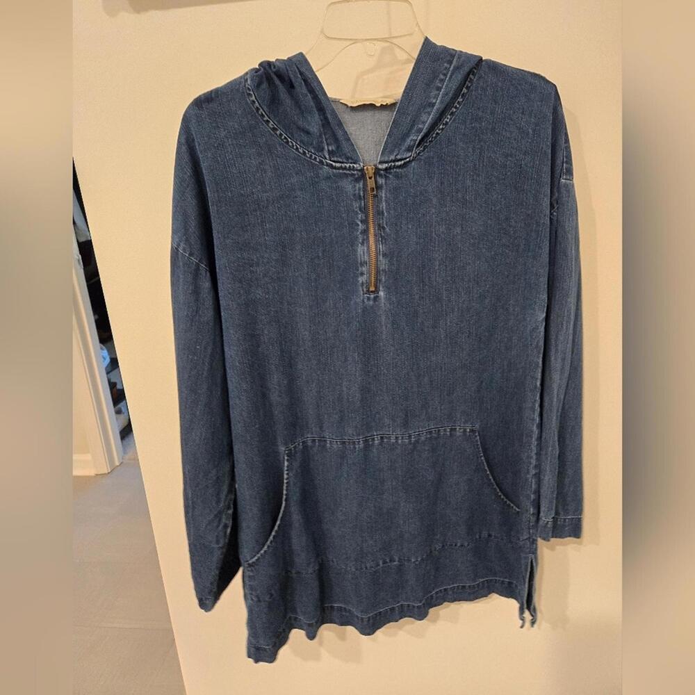 Soft Surroundings Chambray Pullover Top size small blue denim